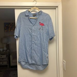 ASOS flamingo linen cotton blend shirt